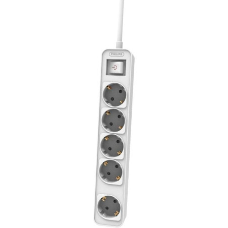 Regleta con interruptor philips chp2154w/12/ 5 tomas de corriente/ cable 1.5m/ blanco
