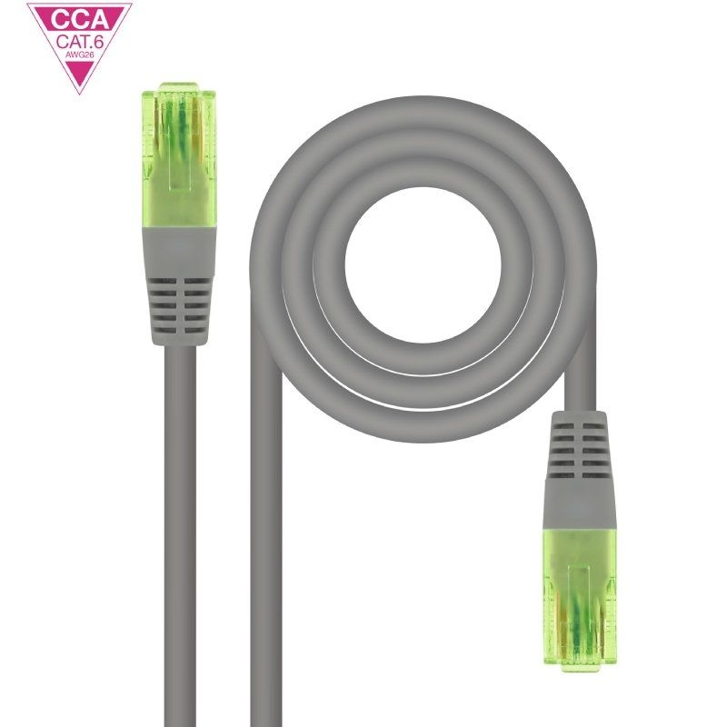 Cable de red rj45 utp nanocable 10.20.1400-l25 cat.6/ 25cm/ gris