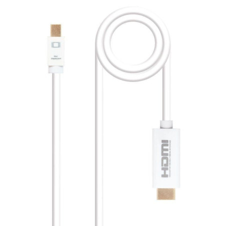 Cable mini displayport nanocable 10.15.4002/ mini displayport macho - hdmi macho/ 2m/ blanco