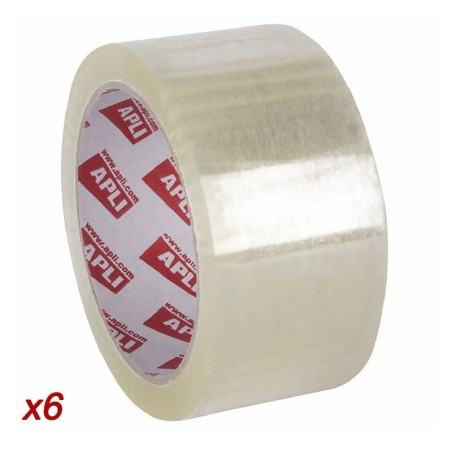Cinta adhesiva de embalaje transparente apli 11592/ 4.8cm x 66m/ 6 unidades