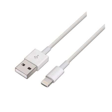 Cable usb 2.0 lightning aisens a102-0036/ usb macho - lightning macho/ hasta 2.5w/ 60mbps/ 2m/ blanco