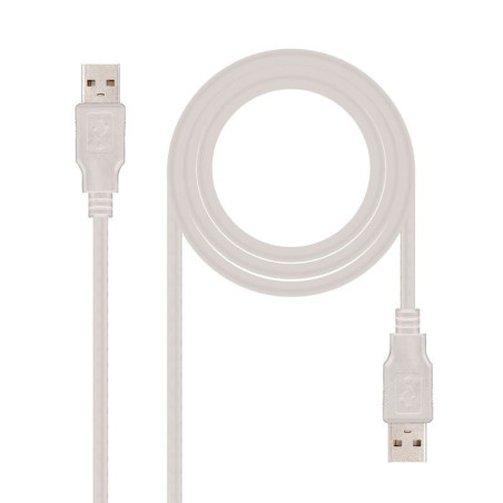 Cable usb 2.0 nanocable 10.01.0302/ usb macho - usb macho/ 1m/ beige
