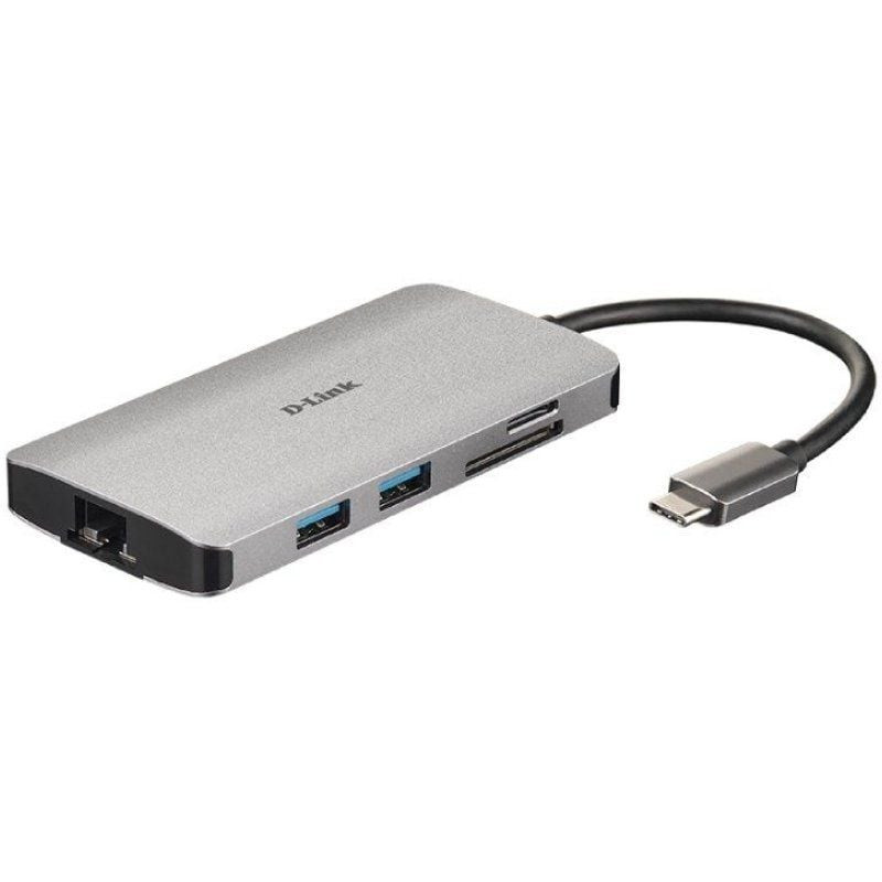 Docking usb tipo-c d-link dub-m810/ 3xusb/ 1xusb tipo-c/ 1xthunderbolt/ 1xhdmi/ 1xrj45/ 1xlector tarjetas/ gris
