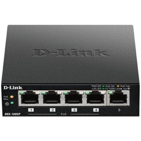 Switch d-link des-1005p 5 puertos/ rj45 10/100mbps poe