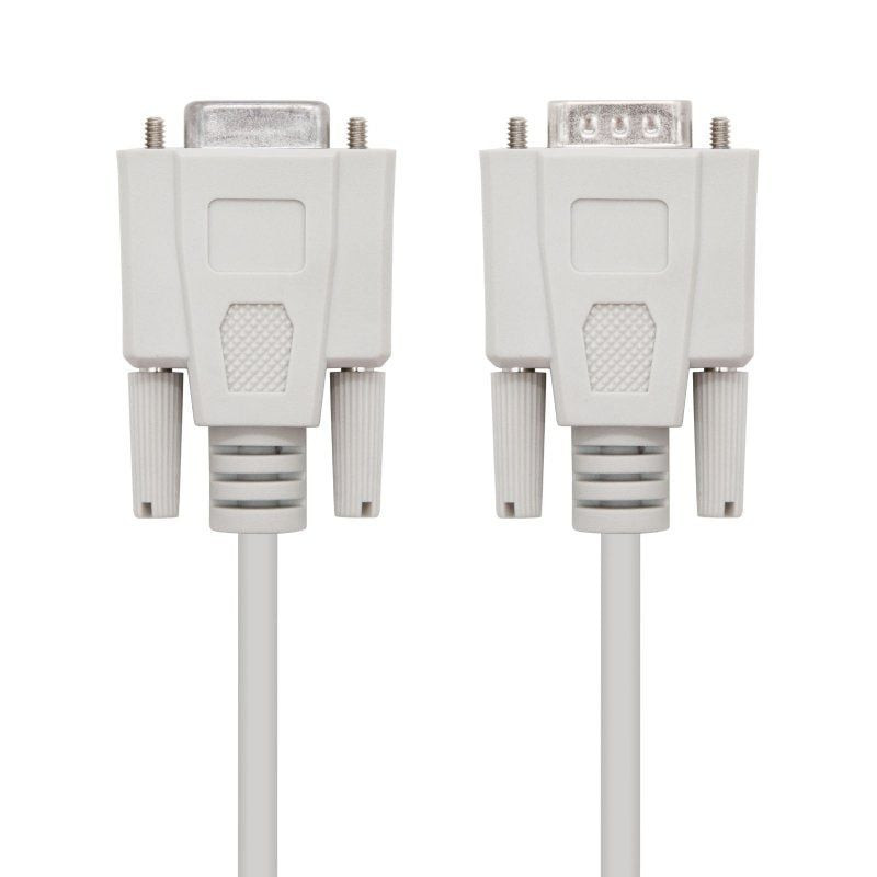 Cable serie null modem nanocable 10.14.0502/ db9 macho - db9 hembra/ 1.8m/ beige