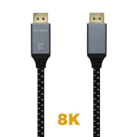 Cable displayport 1.4 8k aisens a149-0435/ displayport macho - displayport macho/ 1m/ negro gris