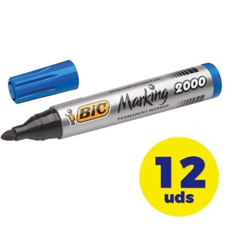 Caja de rotuladores de punta fibra acrílica permanente bic marking 2000/ 4.9mm/ 12 unidades/ azules