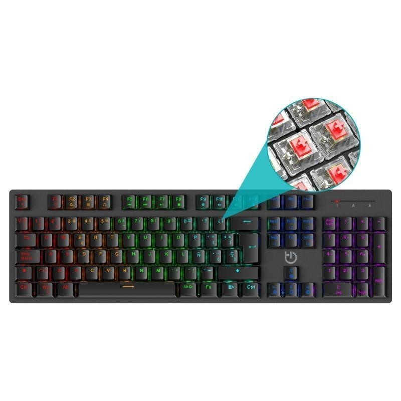 Teclado gaming mecánico hiditec gk400 argb/ switch rojo
