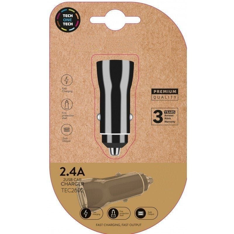 Cargador de coche tech one tech tec2802/ 2xusb/ 2.4a