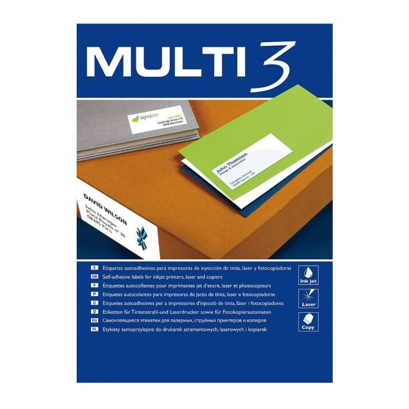 Etiquetas adhesivas apli multi3/ 105 x 37mm/ 100 hojas