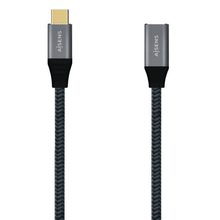 Cable alargador usb 3.2 tipo-c aisens a107-0635 20gbps 5a 100w/ usb tipo-c macho - usb tipo-c hembra/ hasta 100w/ 2500mbps/ 1m/ 