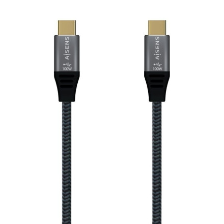 Cable usb 2.0 tipo-c aisens a107-0628 5a 100w/ usb tipo-c macho - usb tipo-c macho/ hasta 100w/ 60mbps/ 1m/ gris