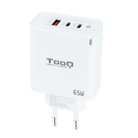 Cargador gan de pared tooq tqwc-ganqc2pd65wt/ 2xusb tipo-c/ 1xusb/ 65w