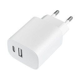 Cargador de pared leotec lecsph20w2w/ 1xusb tipo-c/ 1xusb/ 20w