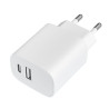 Cargador de pared leotec lecsph20w2w/ 1xusb tipo-c/ 1xusb/ 20w