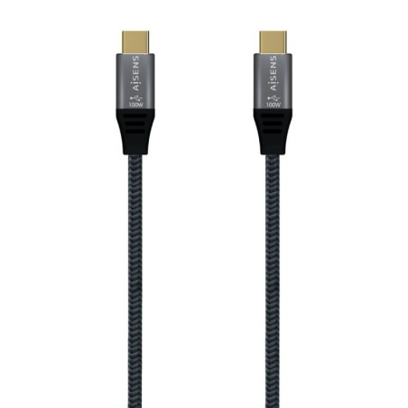 Cable usb 3.2 tipo-c aisens a107-0671 20gbps 100w/ usb tipo-c macho - usb tipo-c macho/ hasta 100w/ 2500mbps/ 1m/ gris