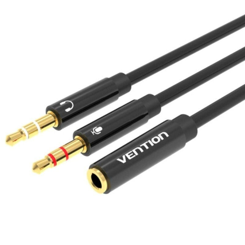 Cable estéreo vention bbtby/ 2x jack 3.5 macho - jack 3.5 hembra/ 30cm/ negro