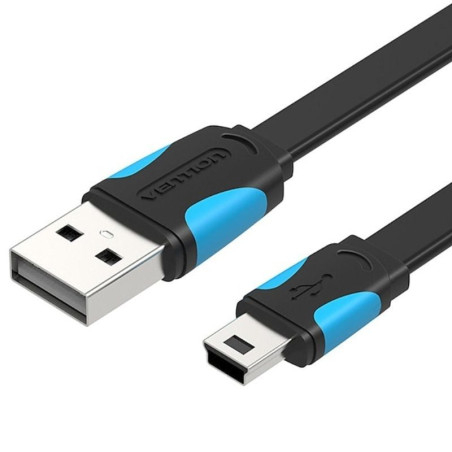 Cable usb 2.0 vention vas-a14-b100/ mini usb macho - usb macho/ hasta 10w/ 480mbps/ 1m/ azul y negro