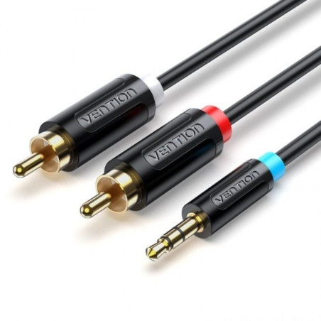 Cable estéreo vention bclbi/ jack 3.5 macho - 2x rca macho/ 3m/ negro
