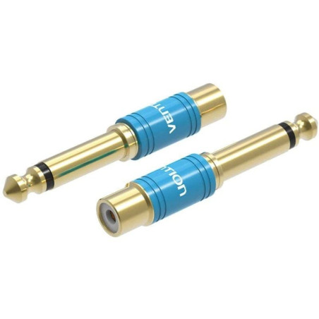 Adaptador jack vention vdd-c03/ rca hembra - jack 6.5 macho/ azul