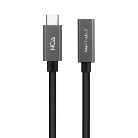 Cable alargador usb 3.2 nanocable 10.01.4400/ usb tipo-c macho - usb tipo-c hembra/ 50cm/ negro