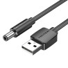 Cable alimentación vention ceybg/ usb-a macho - dc 5.5mm macho/ 1.5m/ negro