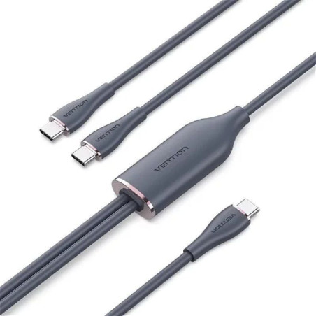 Cable usb 2.0 tipo-c vention ctmbg/ usb tipo-c macho - 2 x usb tipo-c macho/ hasta 100w/ 480mbps/ 1.5m/ negro