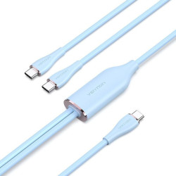 Cable usb tipo-c vention ctmsg/ usb tipo-c macho - 2 x usb tipo-c macho/ hasta 100w/ 480mbps/ 1.5m/ azul