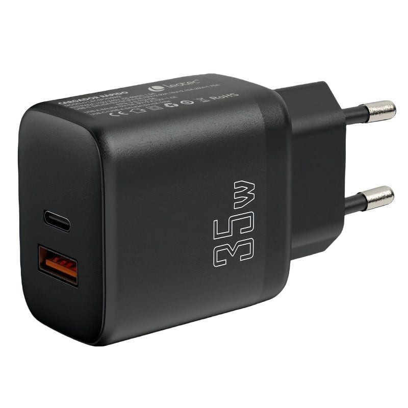 Cargador de pared leotec lecsph35w2/ 1xusb tipo-c/ 1xusb/ 35w
