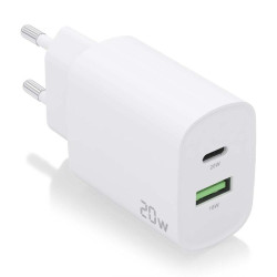 Cargador de pared aisens a110-0754/ 1xusb tipo-c/ 1xusb/ 20w