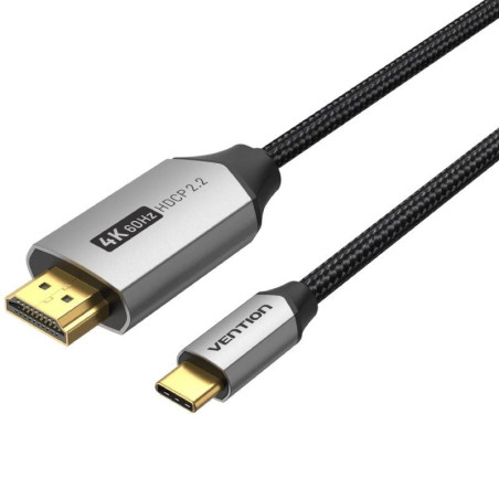 Cable conversor hdmi 2.0 4k vention crbbh/ usb tipo-c macho - hdmi macho/ 2m/ negro
