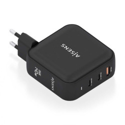 Cargador gan de pared aisens asch-140w3p031-bk/ 2xusb tipo-c/ 1xusb/ 140w