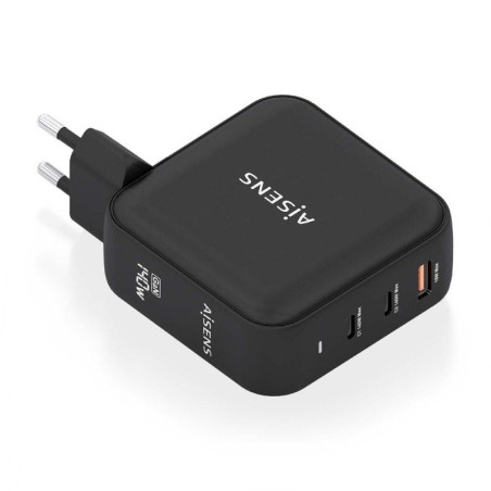 Cargador gan de pared aisens asch-140w3p031-bk/ 2xusb tipo-c/ 1xusb/ 140w