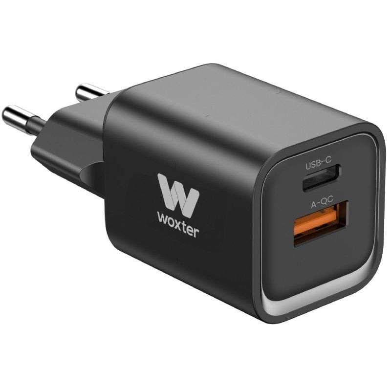 Cargador compacto woxter pe26-174/ 1xusb tipo-c/ 1xusb/ 35w