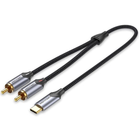 Cable conversor vention bguhi/ 2x rca macho - usb tipo-c macho/ 3m/ gris