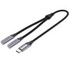Cable conversor usb tipo-c vention bgnhy/ usb tipo-c macho - 2x jack 3.5 hembra/ 30cm/ gris