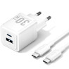 Cargador gan de pared vention tz-feqw0-eu-01/ 1xusb tipo-c/ 1xusb + cable usb tipo-c/ 30w