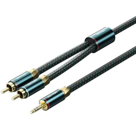 Cable audio vention bcsgf/ 2x rca macho - jack 3.5 macho/ 1m/ verde y negro