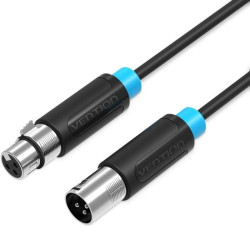 Cable estéreo vention bbfbf/ xlr macho - xlr hembra/ 1m/ negro