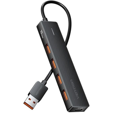 Hub usb 3.2 vention chobb/ 4xusb/ 1xusb tipo-c pd/ 15cm/ negro