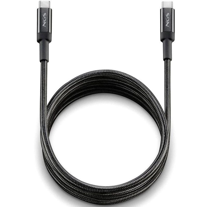 Cable usb 2.0 tipo-c ngs knot/ usb tipo-c macho - usb tipo-c macho/ hasta 100w/ 480mbps/ 2m/ negro
