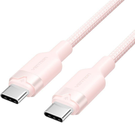 Cable usb 2.0 tipo-c 3a vention trdph/ usb tipo-c macho - usb tipo-c macho/ hasta 60w/ 480mbps/ 2m/ rosa
