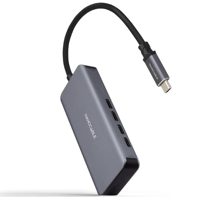 Hub usb tipo-c nanocable 10.16.4504/ 4xusb tipo-c/ gris