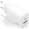 Cargador gan de pared aisens a110-0909/ 1xusb tipo-c/ 1xusb/ 20w/ blanco