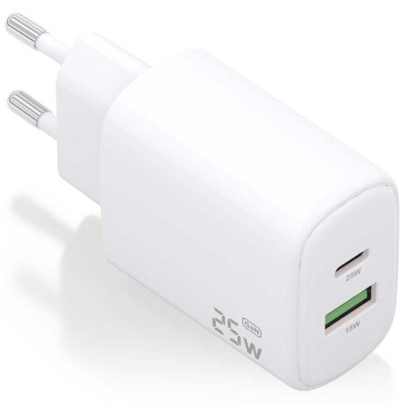 Cargador gan de pared aisens a110-0911/ 1xusb tipo-c/ 1xusb/ 25w/ blanco