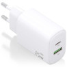 Cargador gan de pared aisens a110-0911/ 1xusb tipo-c/ 1xusb/ 25w/ blanco